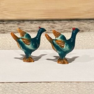 Vintage Japanese Miniature Bird Figurines Ceramic Hand Painted Dollhouse 2.